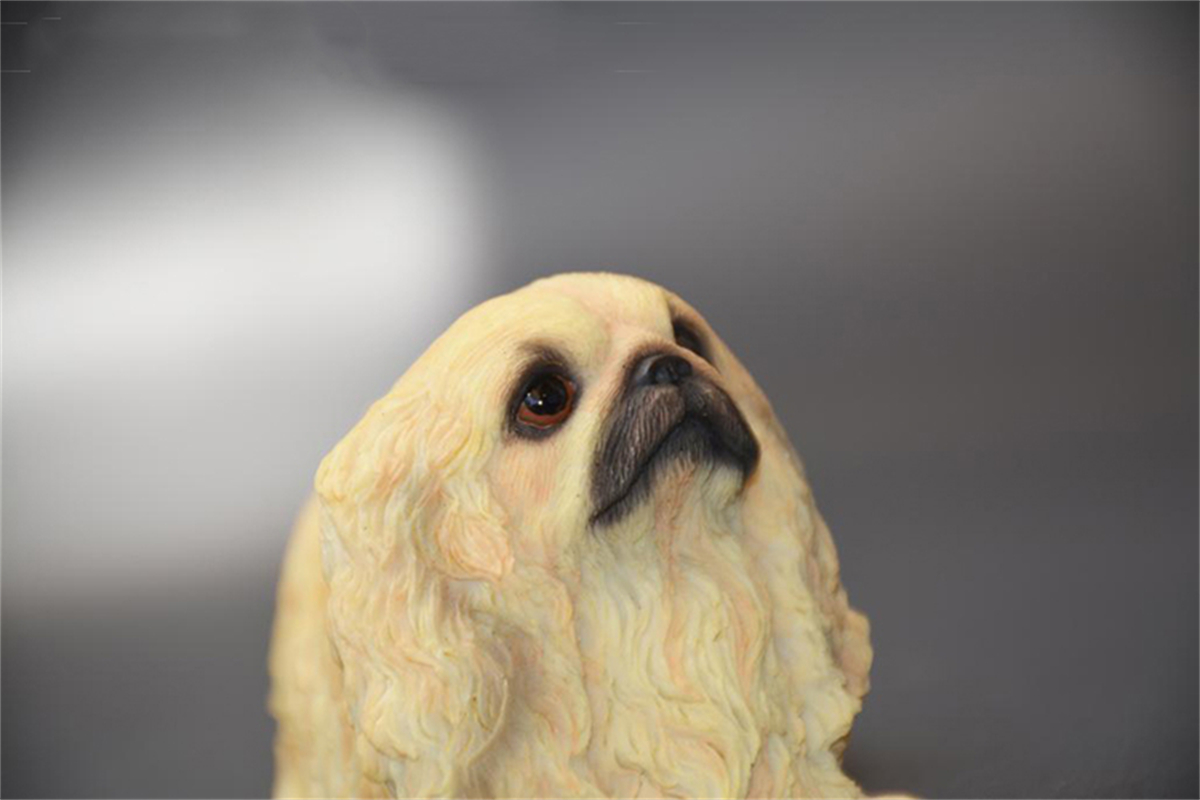 JJM Pekingese Dog Pet Figure Animal Model Collector Toy Car Decoration Kid Crafts Souvenirs Gift Decor Simulation Ornaments