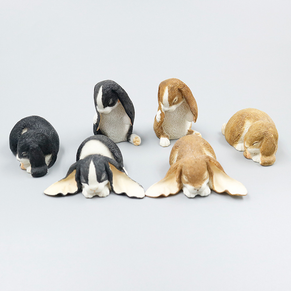 JJM Rabbit Bunny Farm Pet Figure Leporidae Collector Toy Kids Gift Animal Model Educational Toys Gift for Children