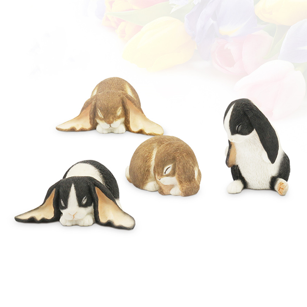 JJM Rabbit Bunny Farm Pet Figure Leporidae Collector Toy Kids Gift Animal Model Educational Toys Gift for Children