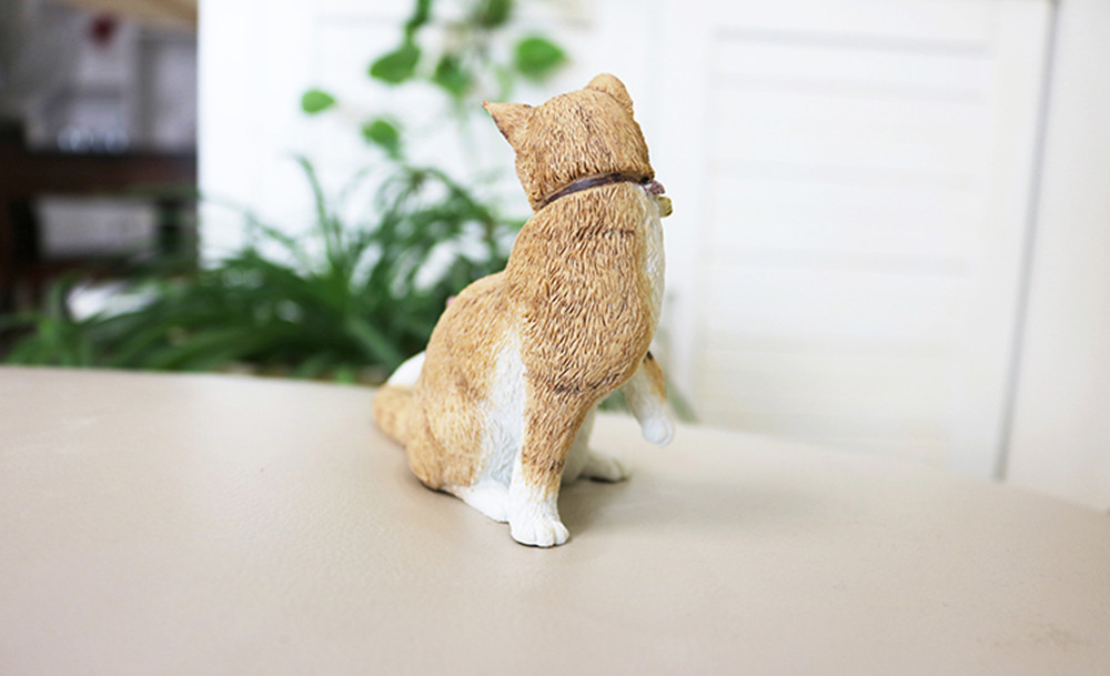 JJM Tabby Cat Catch Mouse Pet Figure Kitten Animal Collector Toy Resin Model Doll Car Decoration Toy for Children Adults Gift