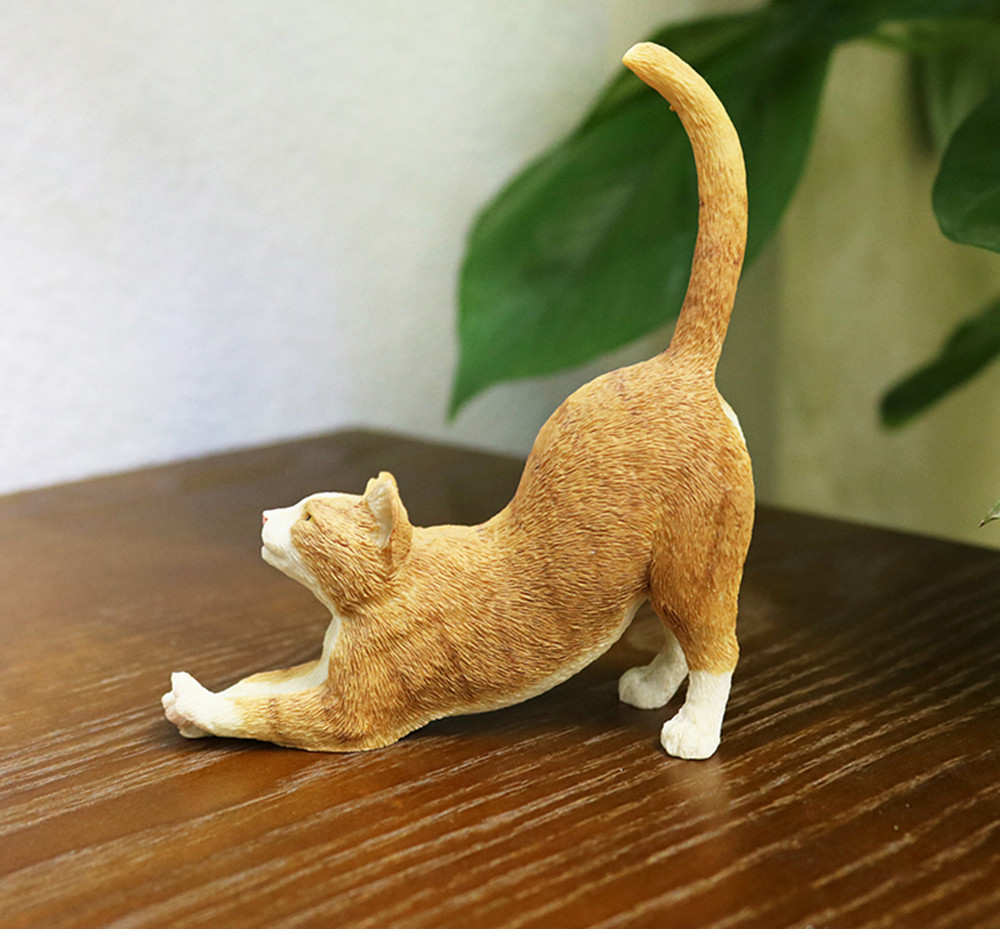 JJM American Wirehair Cat Pet Figure Stretch Kitten Animal Collector Toy PVC Model Educational for Children Adults Kids Gift