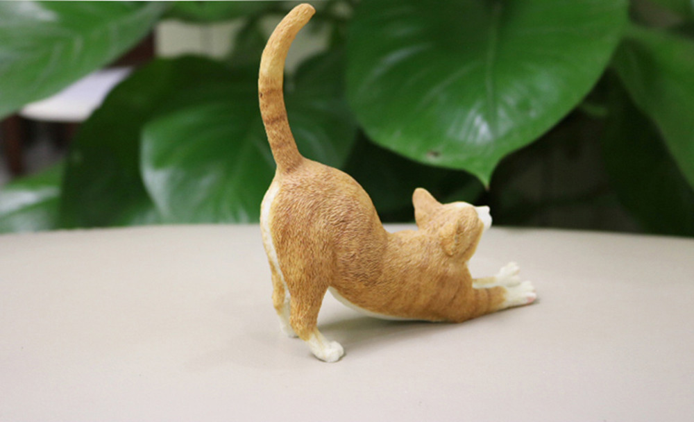 JJM American Wirehair Cat Pet Figure Stretch Kitten Animal Collector Toy PVC Model Educational for Children Adults Kids Gift