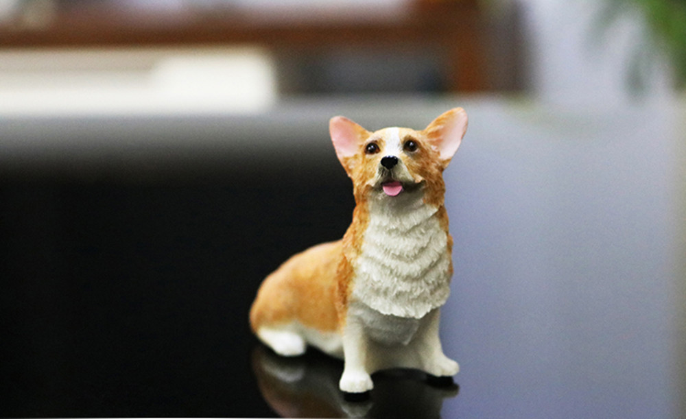 JJM Welsh Corgi Pembroke Dog Pet Animal Figure Collector Toy Car Decoration Gift Education Adult Kids Gifts Handmade Craft Toys