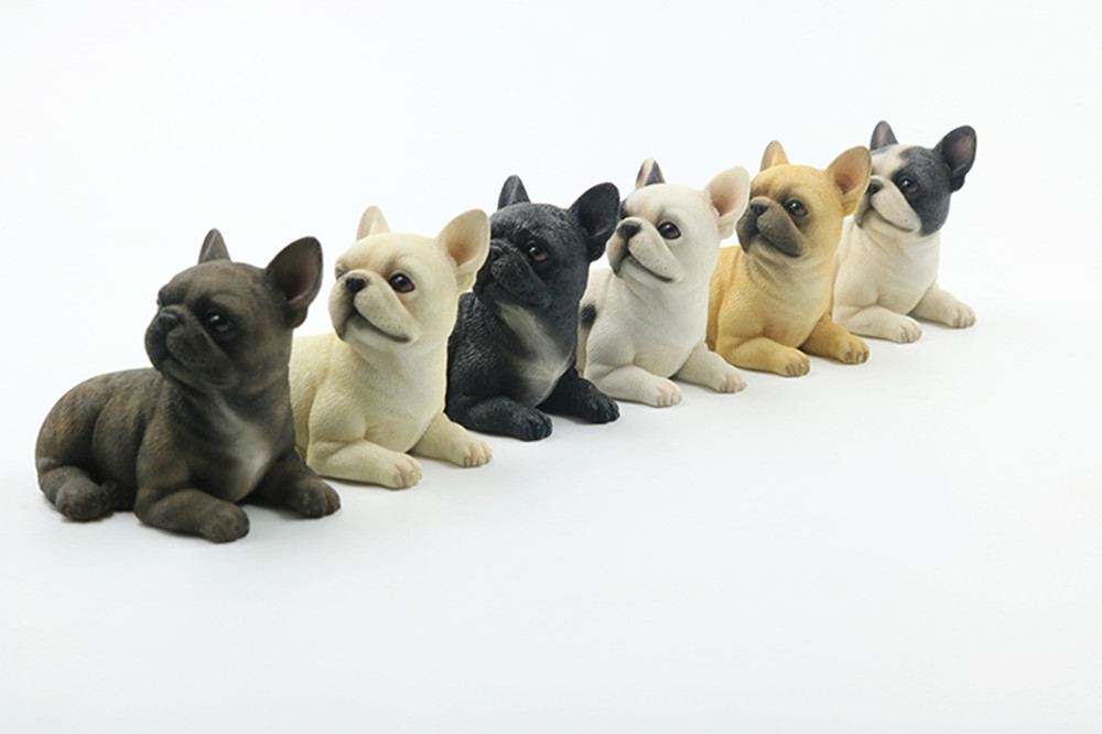 JJM Sit and Lying French Bulldog Dog Pet Figure Animal Model Collector Toy Home Car Decoration Adult Kids Gift