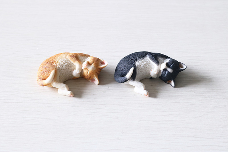 JJM 2pcs/set Cute Sleep Cat Pet Figure Educational Model for Children Adults Kids Gift Animal Model Collector Decor