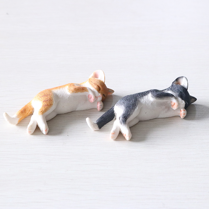 JJM 2pcs/set Cute Sleep Cat Pet Figure Educational Model for Children Adults Kids Gift Animal Model Collector Decor