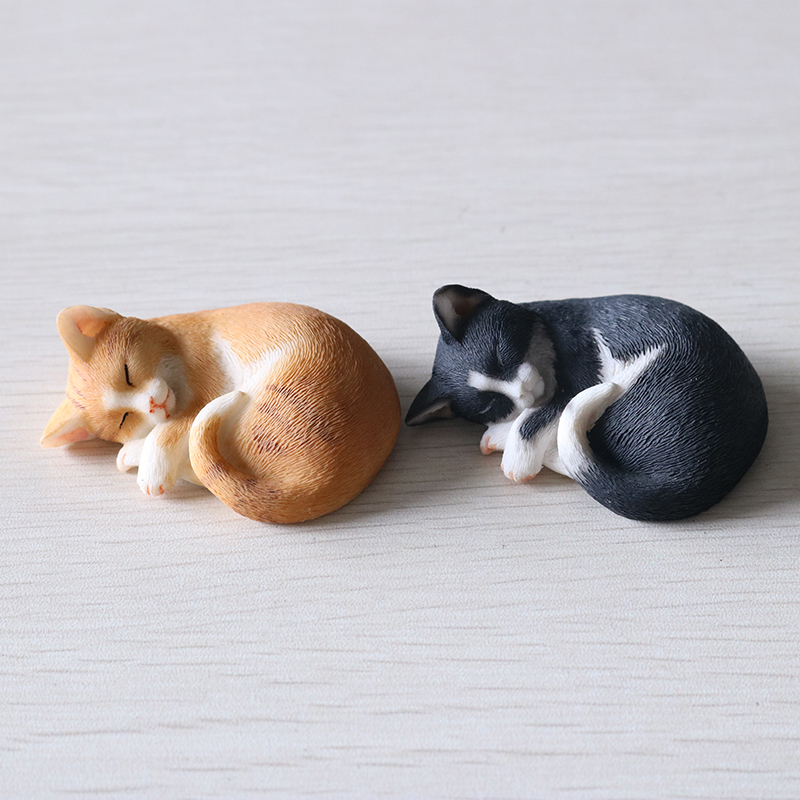 JJM 2pcs/set Cute Sleep Cat Pet Figure Educational Model for Children Adults Kids Gift Animal Model Collector Decor