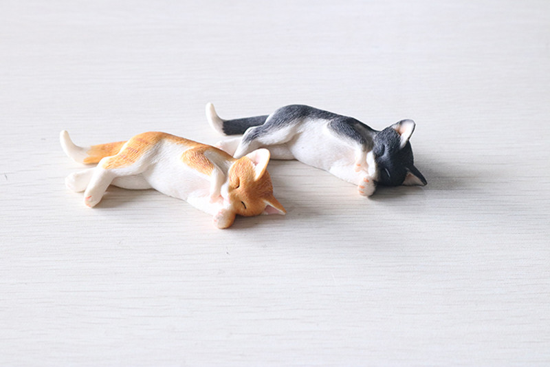 JJM 2pcs/set Cute Sleep Cat Pet Figure Educational Model for Children Adults Kids Gift Animal Model Collector Decor