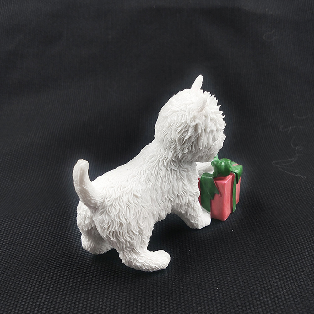 JJM West Highland White Terrier Gift Box Dog Pet Figure Collector Animal Resin Model EducationalToy for Children Gift