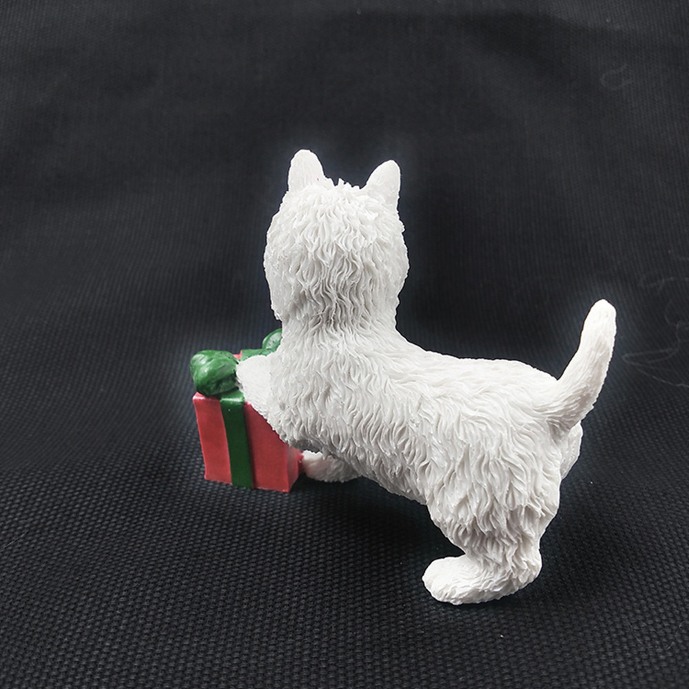 JJM West Highland White Terrier Gift Box Dog Pet Figure Collector Animal Resin Model EducationalToy for Children Gift