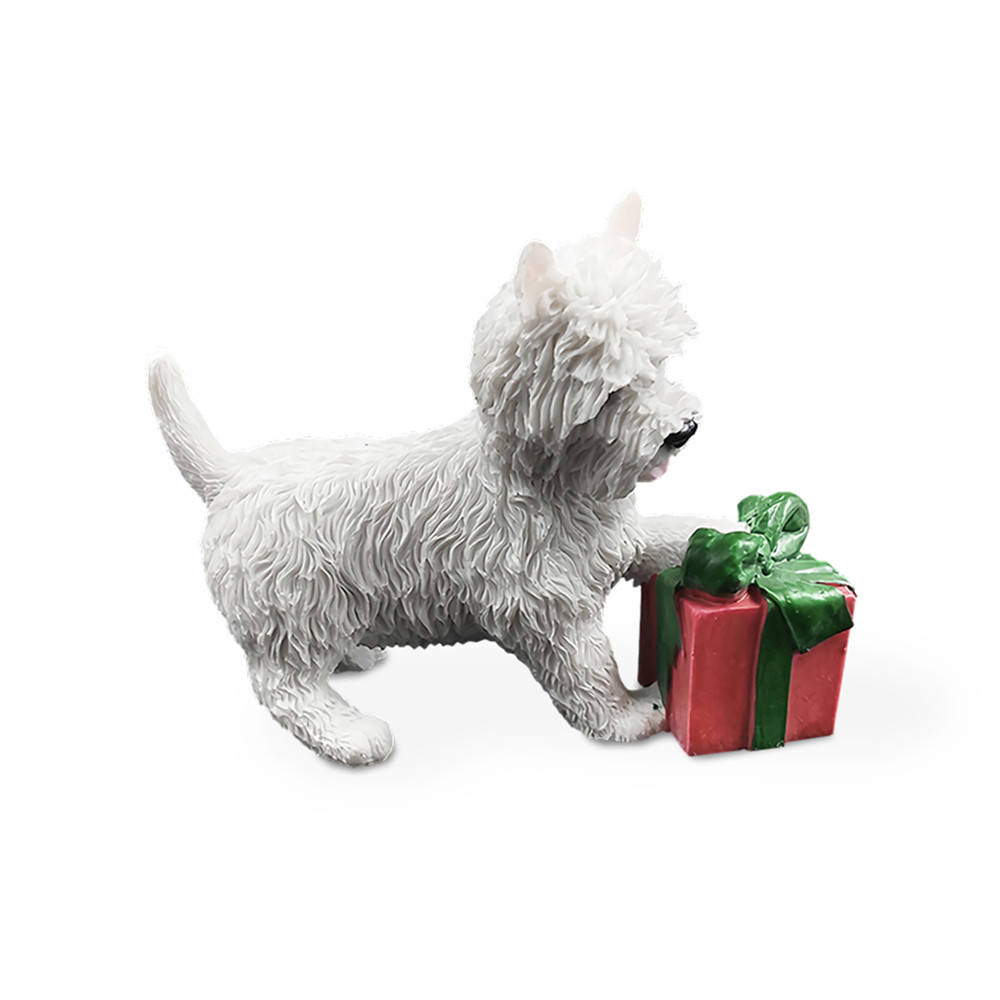JJM West Highland White Terrier Gift Box Dog Pet Figure Collector Animal Resin Model EducationalToy for Children Gift