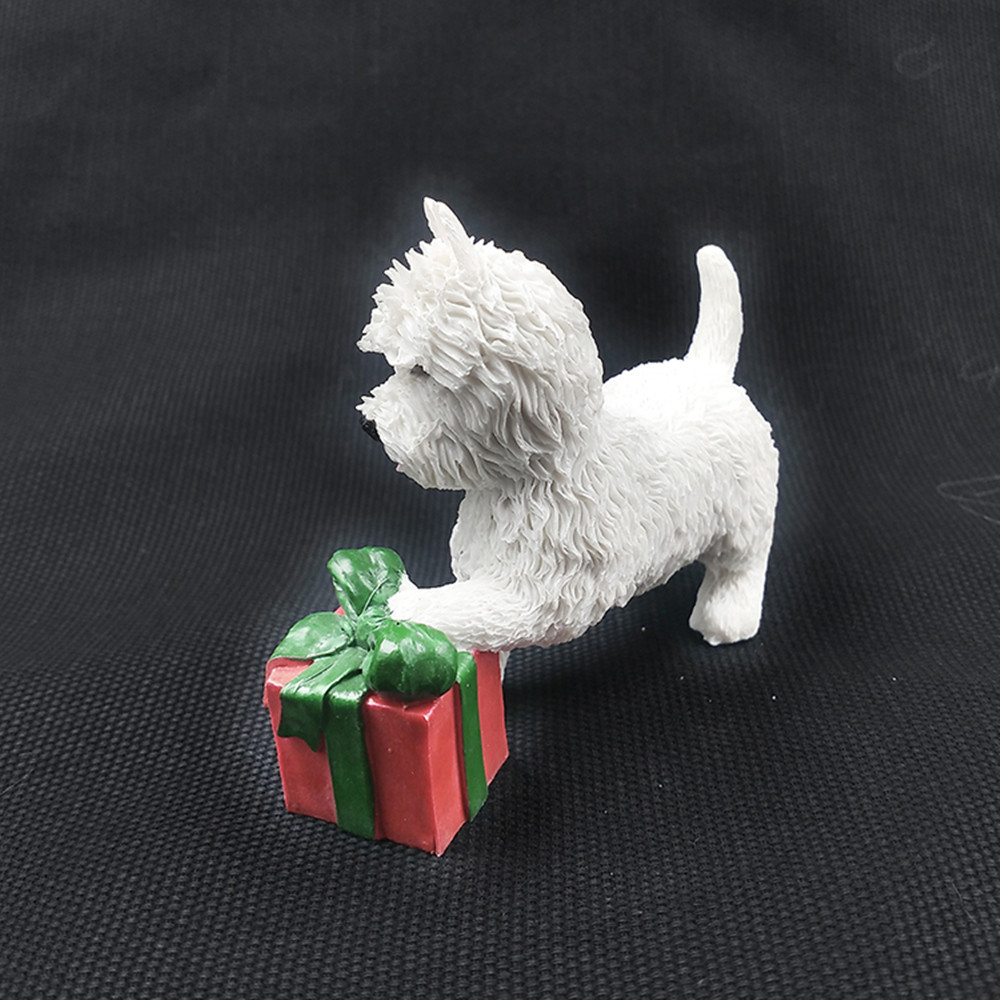 JJM West Highland White Terrier Gift Box Dog Pet Figure Collector Animal Resin Model EducationalToy for Children Gift