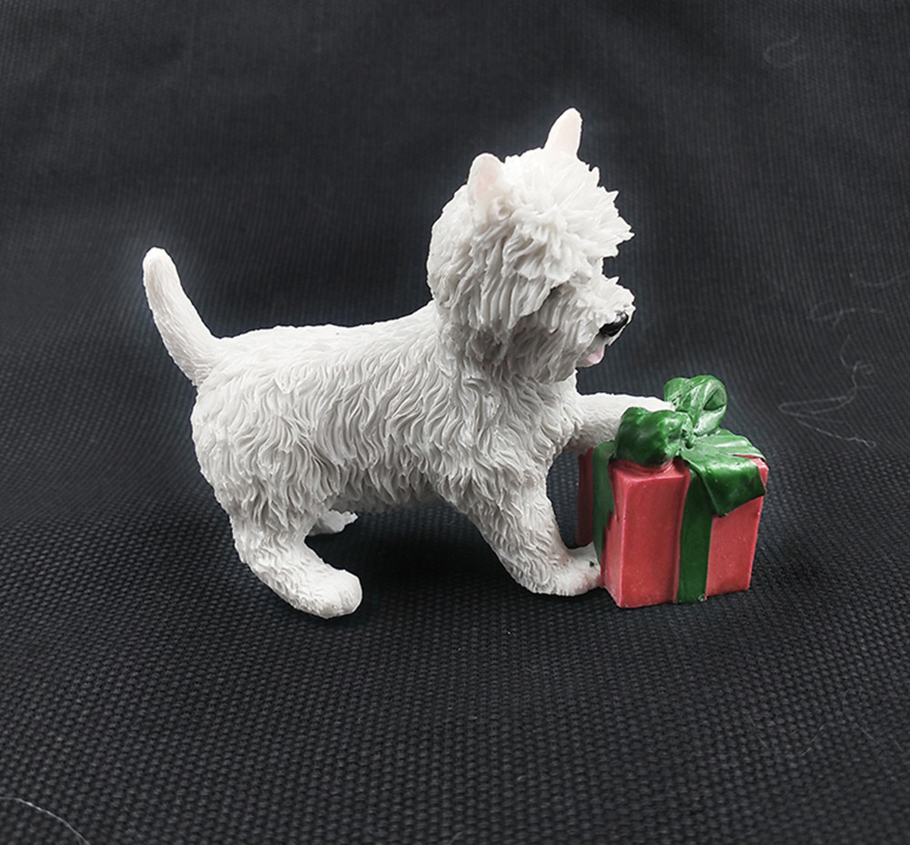 JJM West Highland White Terrier Gift Box Dog Pet Figure Collector Animal Resin Model EducationalToy for Children Gift