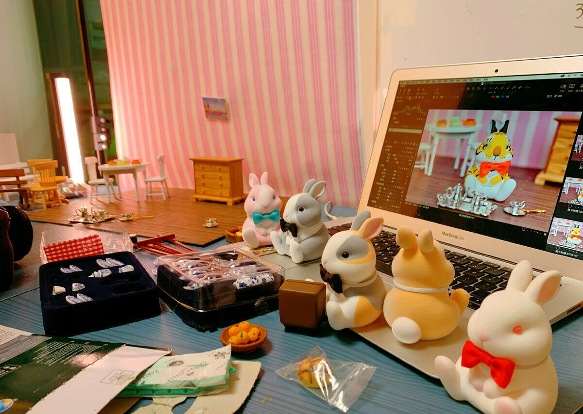 Fluff Rabbit Model Blind Box Animal Figure Collector Kid Cute Toy Gift Crafts Souvenirs Car Decoration Simulation Ornaments