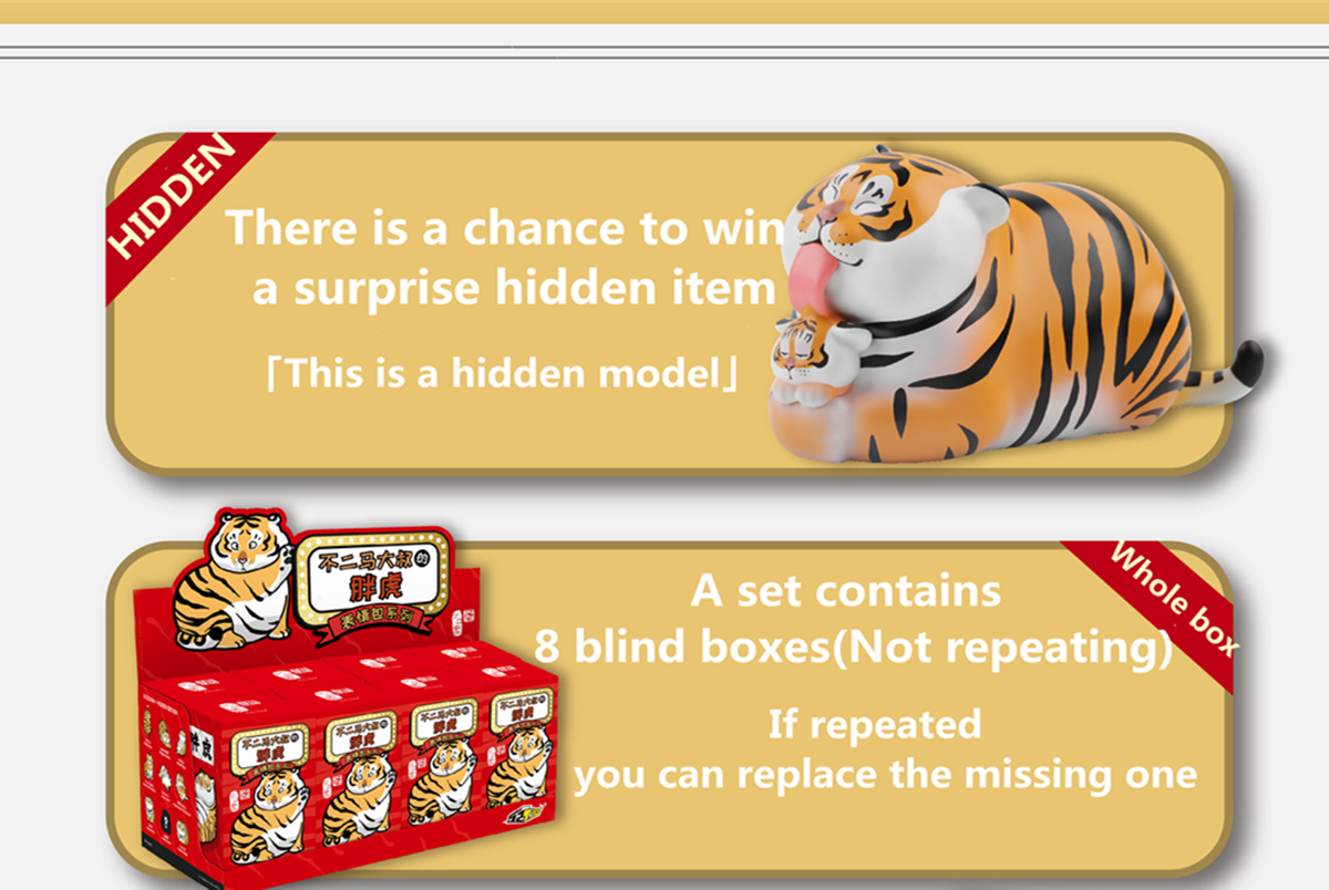 Fat Tiger Blind Box Model Cute Animal Figure Collector Decor Toy Gift Crafts Souvenirs Simulation Ornaments Healing System