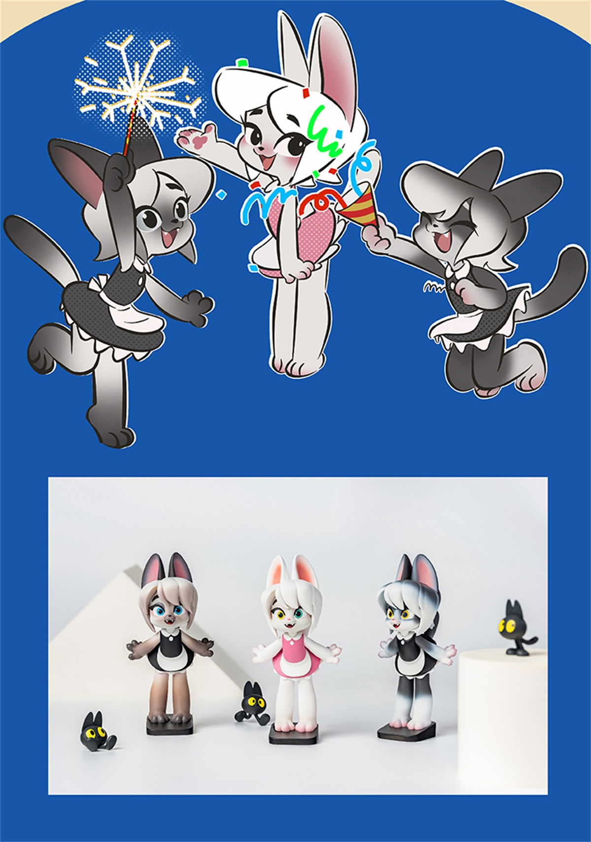 The Maid Cat Blind Box Model Cute Pet Animal Figure Collector Decor Kid Toy Gift Crafts Souvenirs Decoration Vehicle Simulation