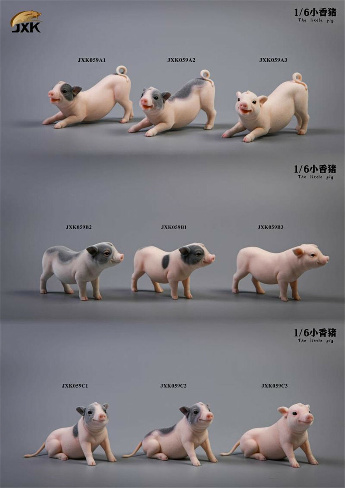 JXK 1:6 Scale The Little Pig Figure Mini Animal Model Collector GK Gift Toy Desktop Decor Small Cute Pet Pig Hand-made Doll