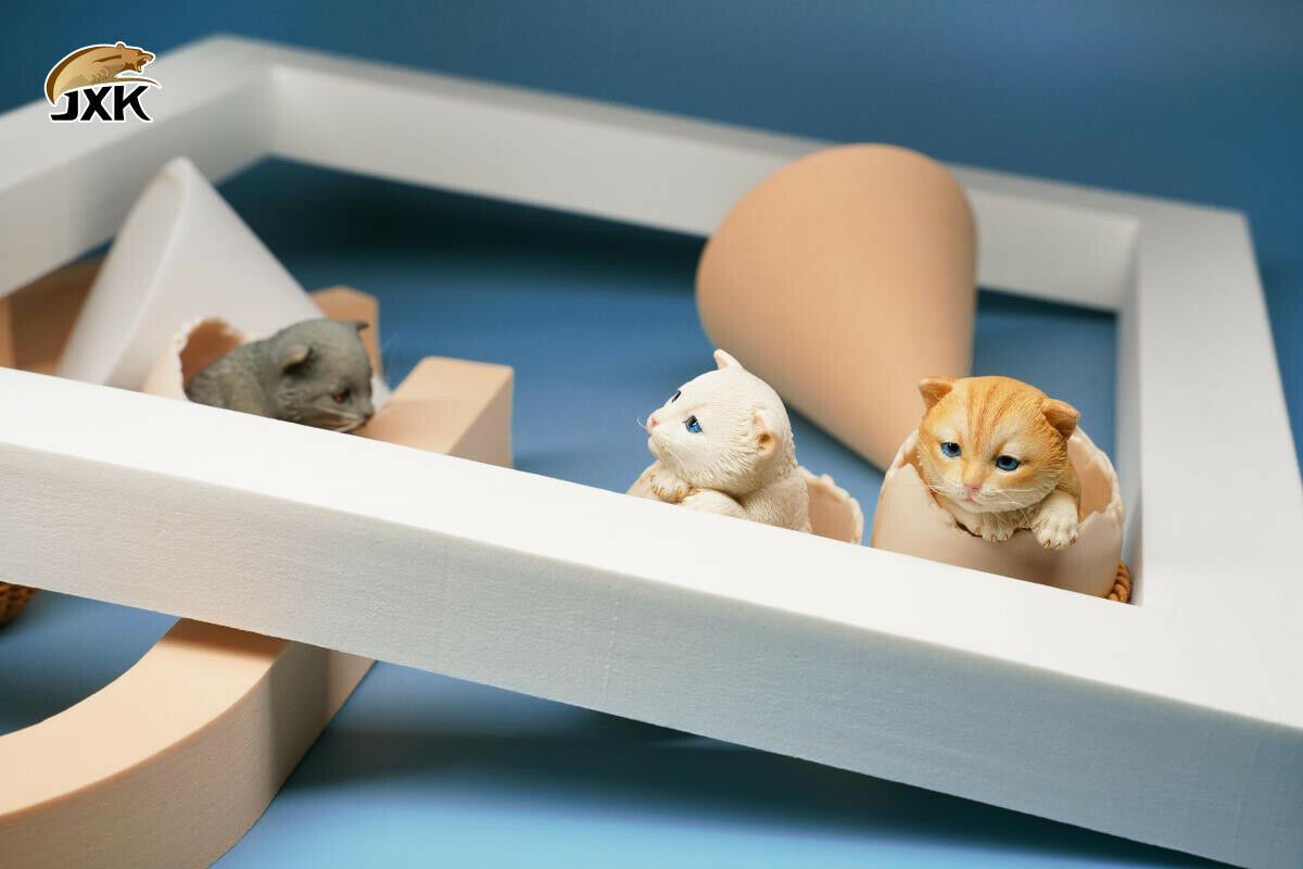 JXK 1/6th Eggshell Cat Model Cute Pet Animal Figure Collector Decor Toy Kid Gift Handmade Oenaments Adults Kids Gift