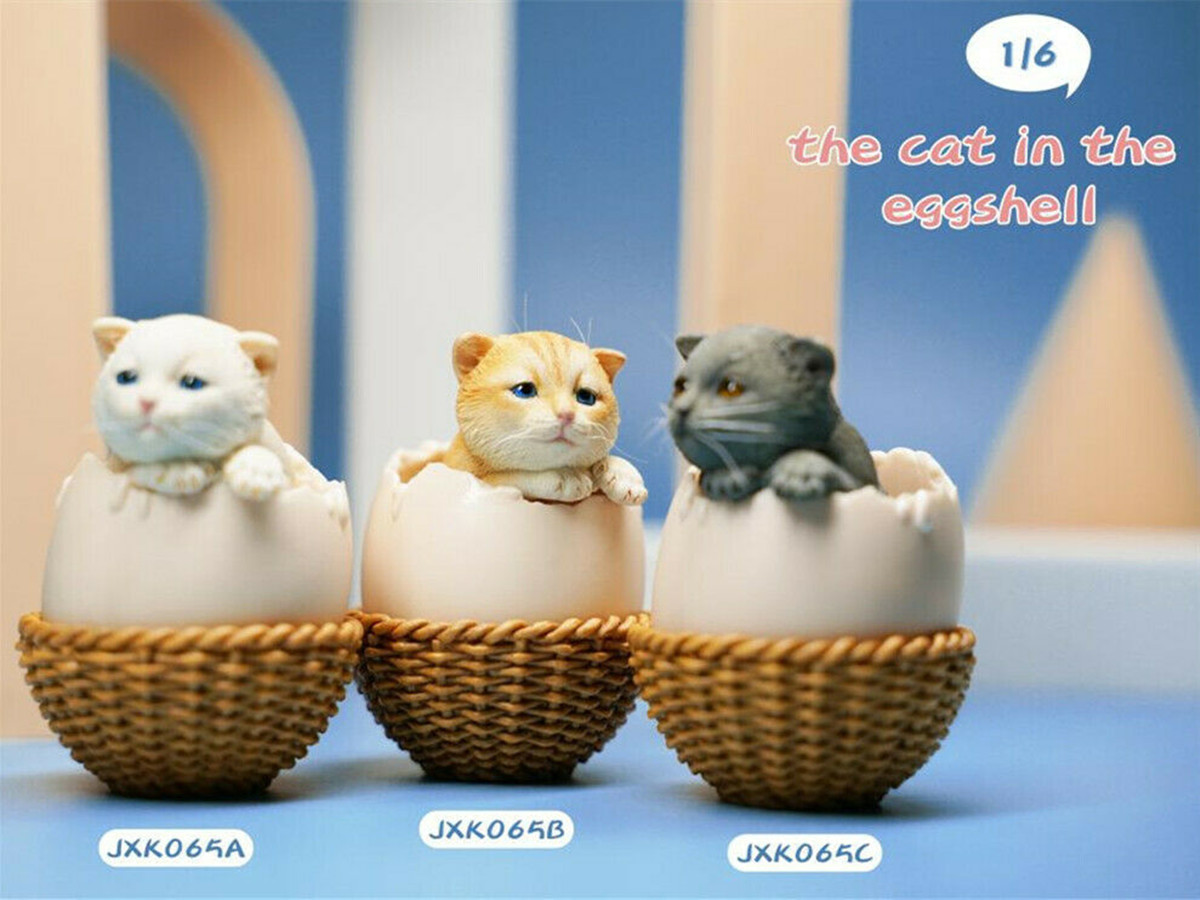 JXK 1/6th Eggshell Cat Model Cute Pet Animal Figure Collector Decor Toy Kid Gift Handmade Oenaments Adults Kids Gift