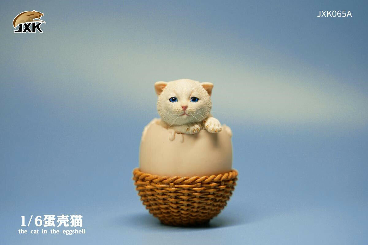 JXK 1/6th Eggshell Cat Model Cute Pet Animal Figure Collector Decor Toy Kid Gift Handmade Oenaments Adults Kids Gift