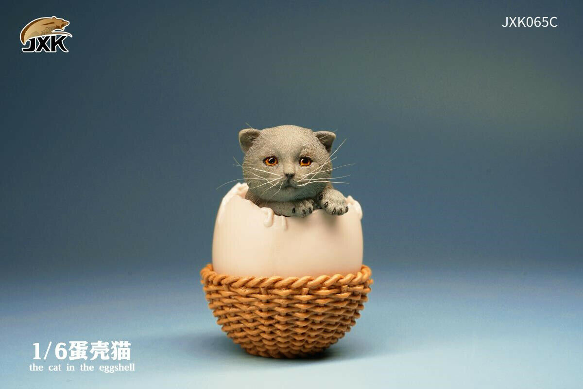 JXK 1/6th Eggshell Cat Model Cute Pet Animal Figure Collector Decor Toy Kid Gift Handmade Oenaments Adults Kids Gift