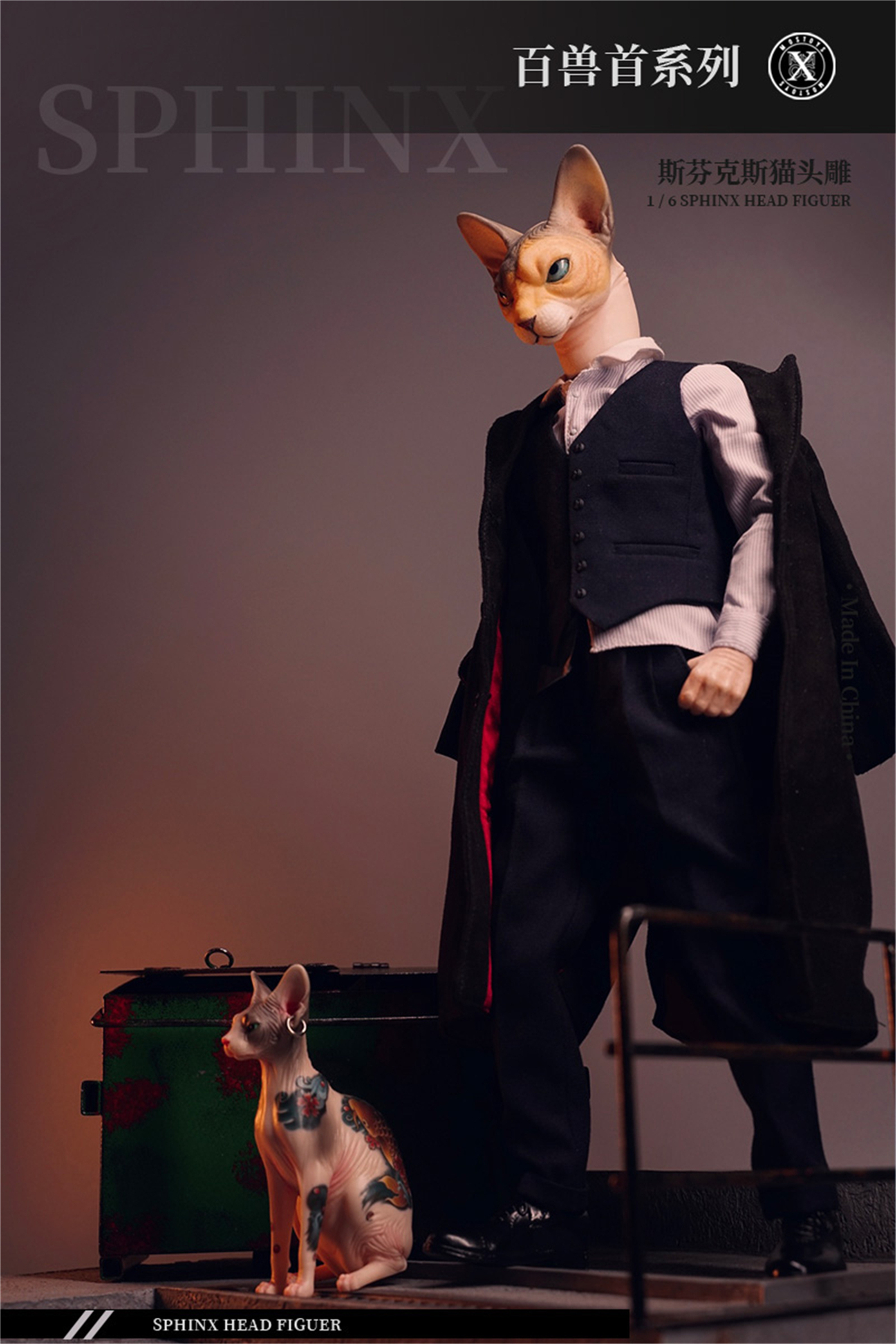 Mostoys 1/6 Sphynx Head Figure Hairless Cat Pet Healing Figure Cute Animal Collector Toy Resin Desktop Decoration Gift