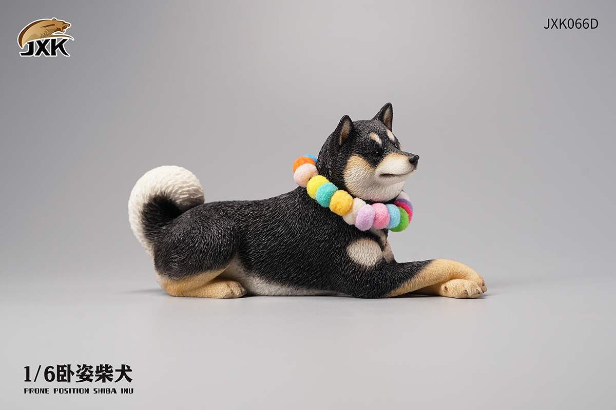 JXK 1/6 Prone Position Shiba Inu Model Handmade Decor Oenaments Toy for Children Adults Kids Gift Cute Dog Pet Animal Collector