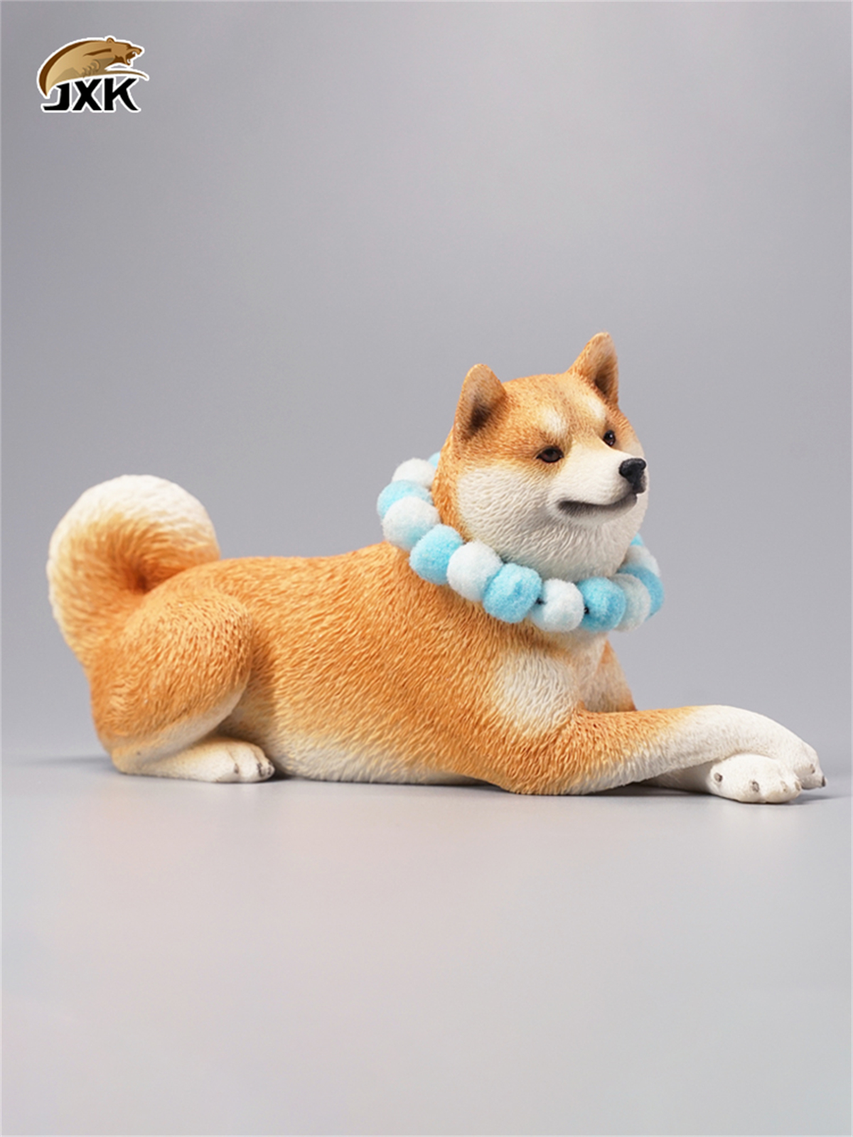 JXK 1/6 Prone Position Shiba Inu Model Handmade Decor Oenaments Toy for Children Adults Kids Gift Cute Dog Pet Animal Collector