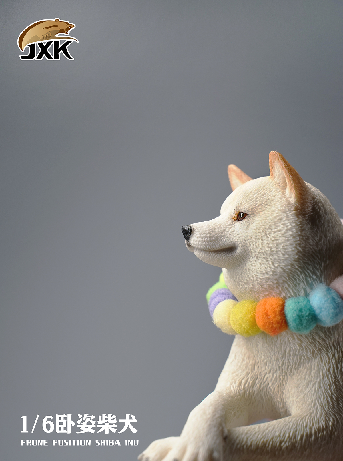 JXK 1/6 Prone Position Shiba Inu Model Handmade Decor Oenaments Toy for Children Adults Kids Gift Cute Dog Pet Animal Collector