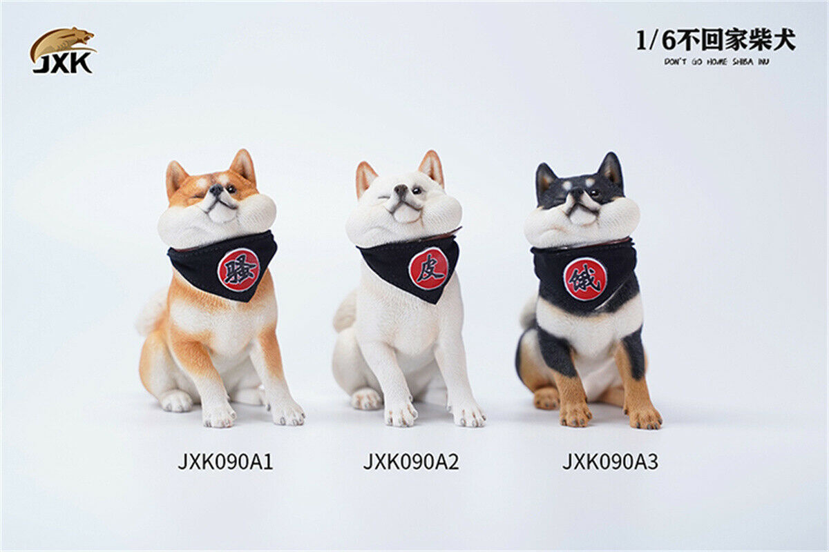 JXK 1/6th Rebellious Shiba Inu Model Don't Go Home Dog Figure Realistic Animal Collector Decoration Ornaments Gift For Children