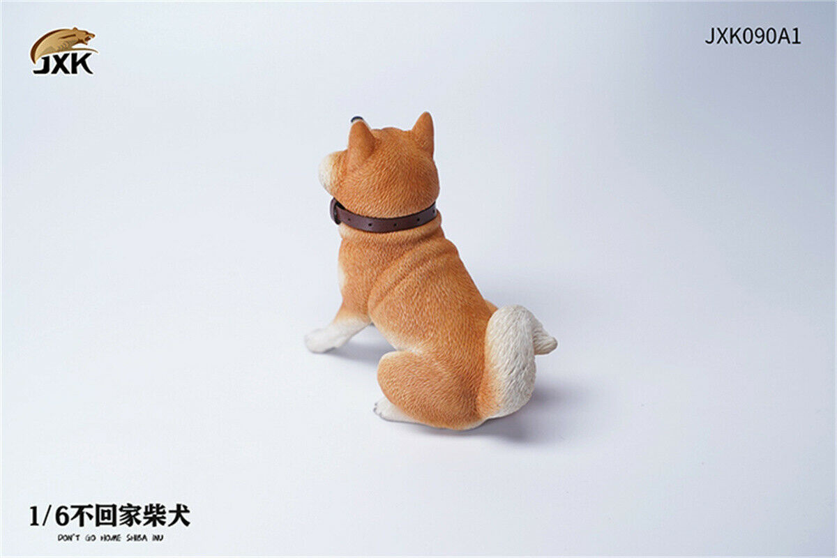 JXK 1/6th Rebellious Shiba Inu Model Don't Go Home Dog Figure Realistic Animal Collector Decoration Ornaments Gift For Children