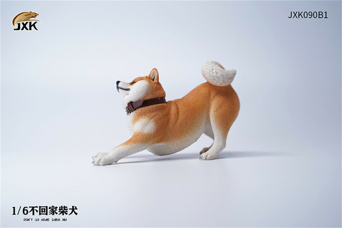 JXK 1/6th Rebellious Shiba Inu Model Don't Go Home Dog Figure Realistic Animal Collector Decoration Ornaments Gift For Children