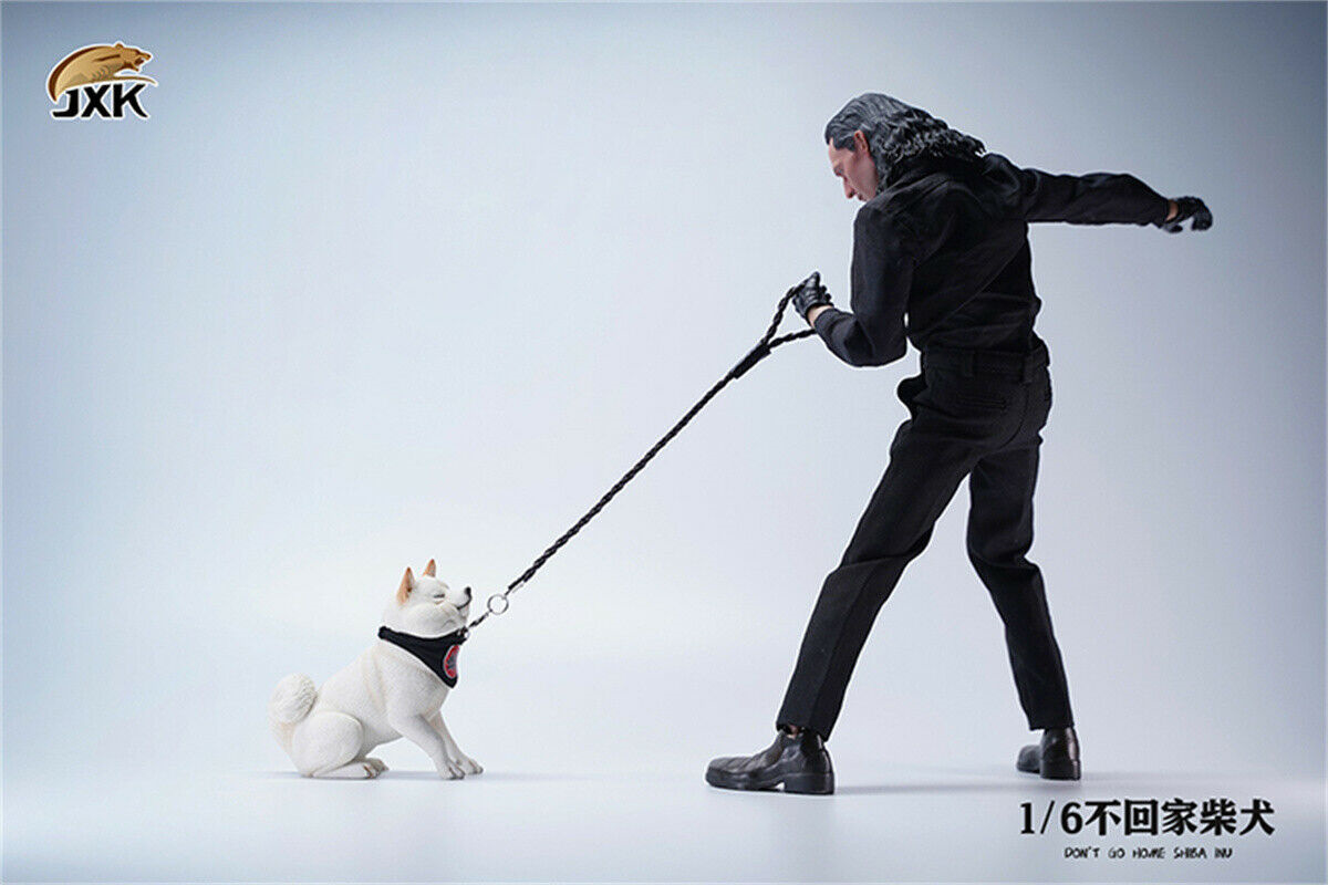 JXK 1/6th Rebellious Shiba Inu Model Don't Go Home Dog Figure Realistic Animal Collector Decoration Ornaments Gift For Children