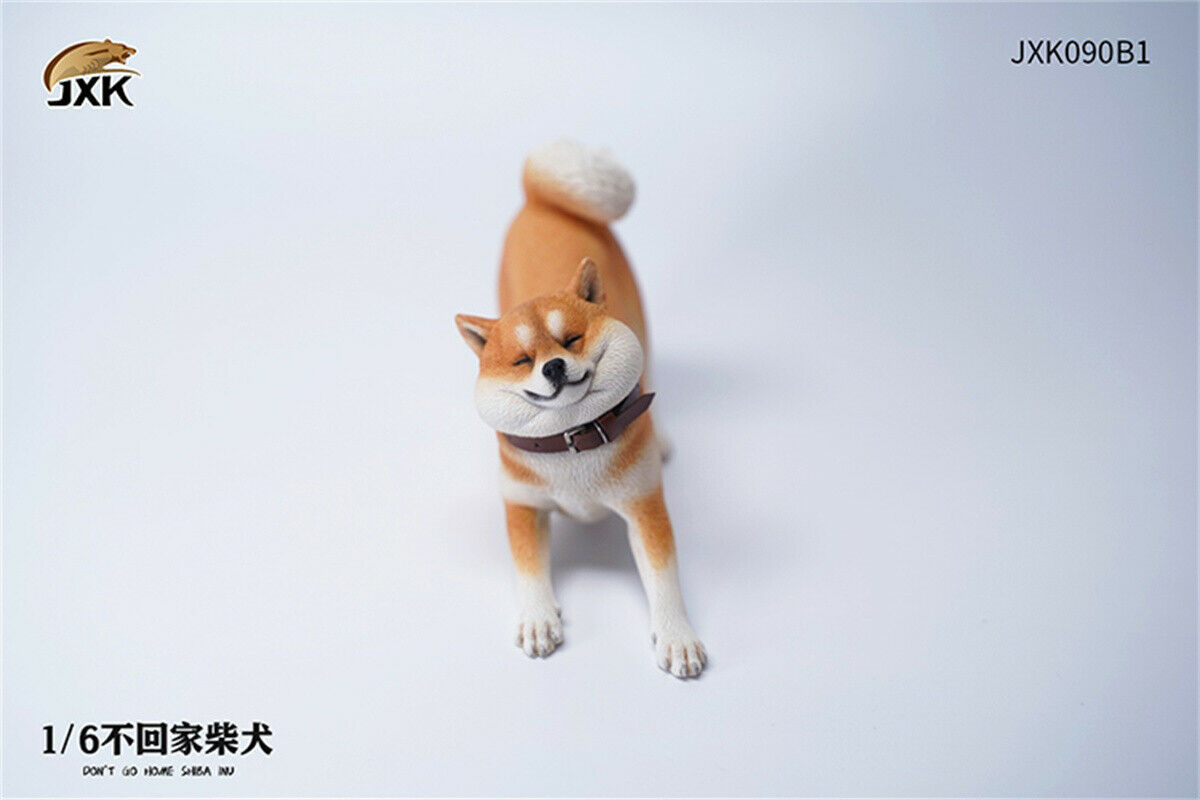 JXK 1/6th Rebellious Shiba Inu Model Don't Go Home Dog Figure Realistic Animal Collector Decoration Ornaments Gift For Children