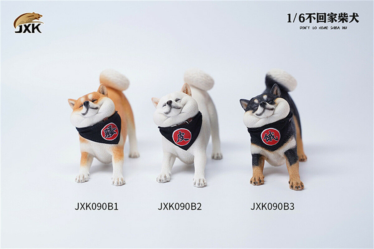 JXK 1/6th Rebellious Shiba Inu Model Don't Go Home Dog Figure Realistic Animal Collector Decoration Ornaments Gift For Children