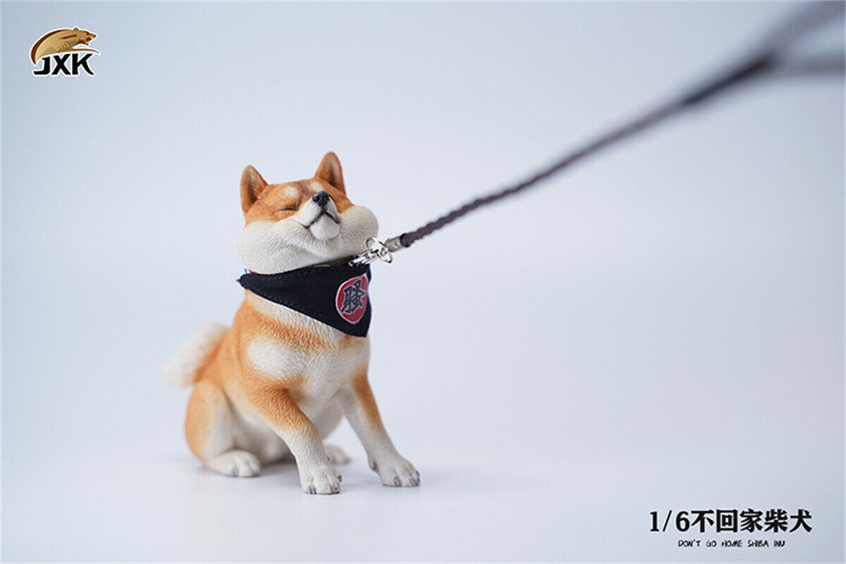 JXK 1/6th Rebellious Shiba Inu Model Don't Go Home Dog Figure Realistic Animal Collector Decoration Ornaments Gift For Children