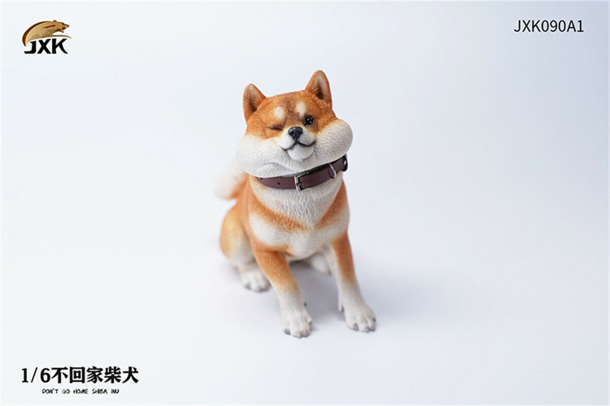 JXK 1/6th Rebellious Shiba Inu Model Don't Go Home Dog Figure Realistic Animal Collector Decoration Ornaments Gift For Children