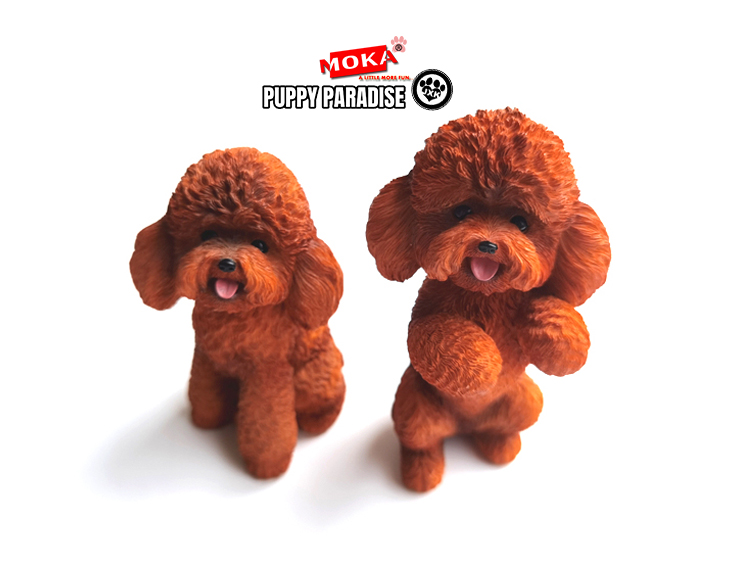 JXK Cute Poodle Dog Pet Healing Figure Canidae Animal Collector Toy Resin Desktop Decoration Gift