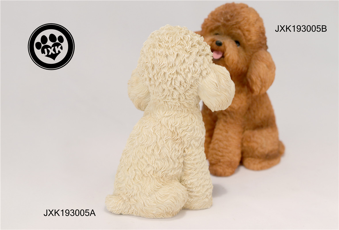 JXK Cute Poodle Dog Pet Healing Figure Canidae Animal Collector Toy Resin Desktop Decoration Gift