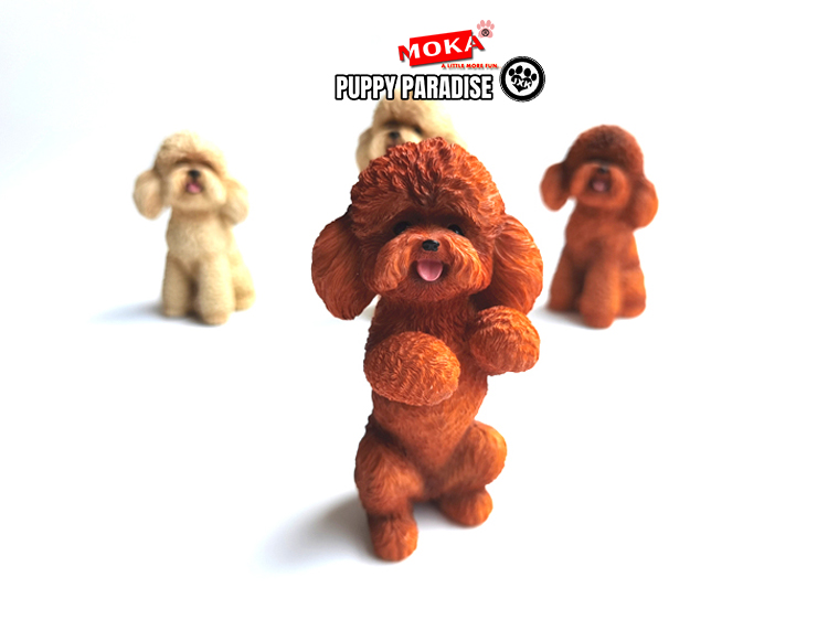 JXK Cute Poodle Dog Pet Healing Figure Canidae Animal Collector Toy Resin Desktop Decoration Gift