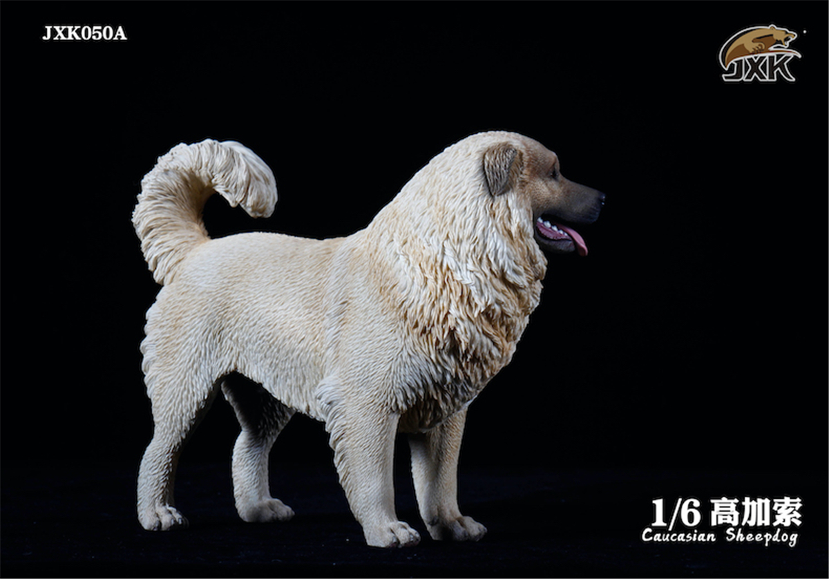 JXK 1:6 Scale Caucasian Sheepdog Dog Pet Healing Figure Canidae Animal Collector Toy Resin Desktop Decoration Gift