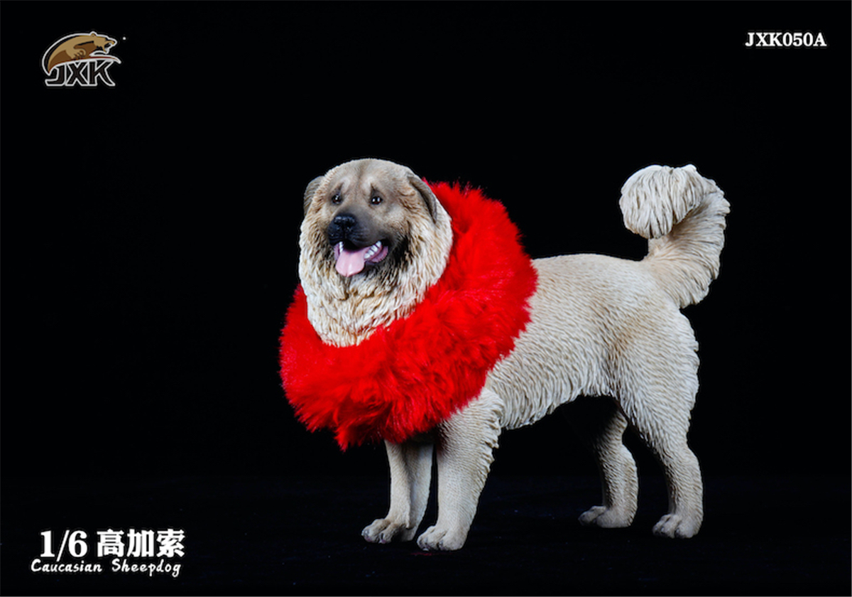 JXK 1:6 Scale Caucasian Sheepdog Dog Pet Healing Figure Canidae Animal Collector Toy Resin Desktop Decoration Gift