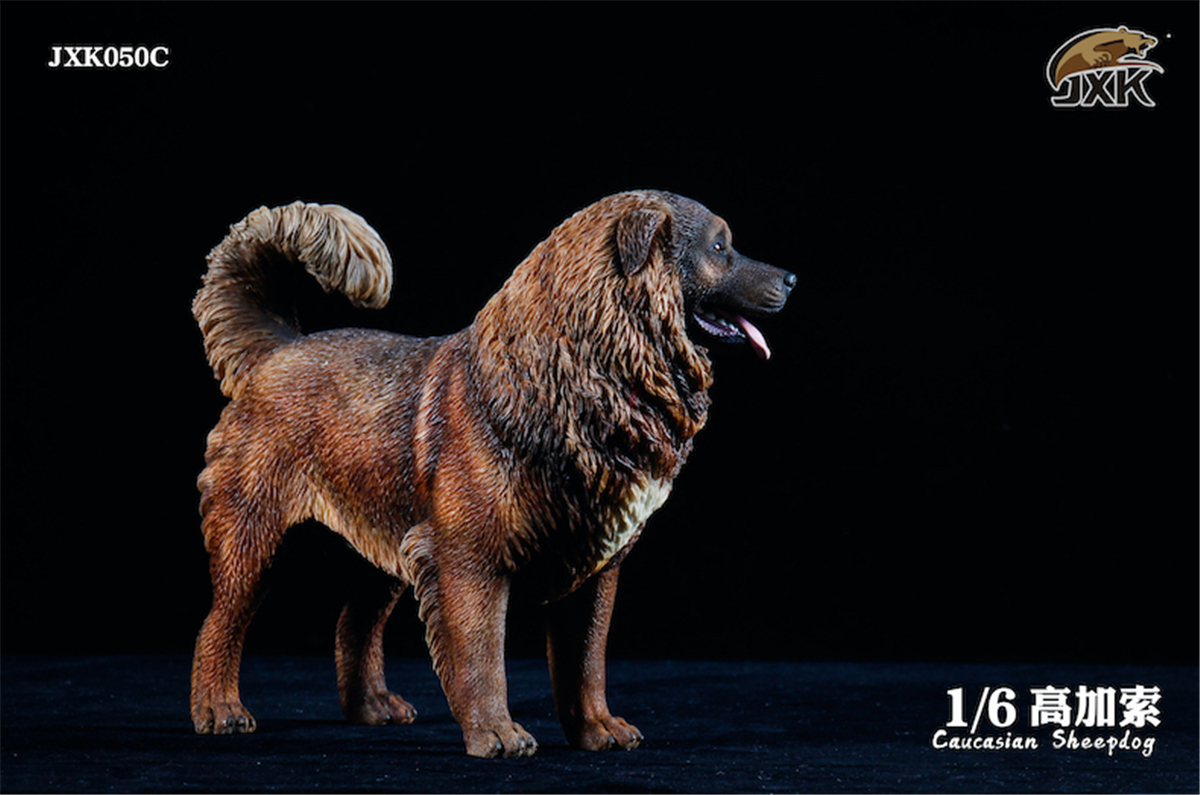 JXK 1:6 Scale Caucasian Sheepdog Dog Pet Healing Figure Canidae Animal Collector Toy Resin Desktop Decoration Gift