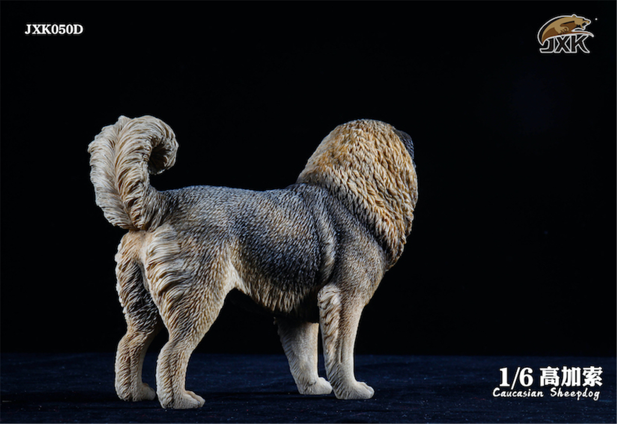 JXK 1:6 Scale Caucasian Sheepdog Dog Pet Healing Figure Canidae Animal Collector Toy Resin Desktop Decoration Gift