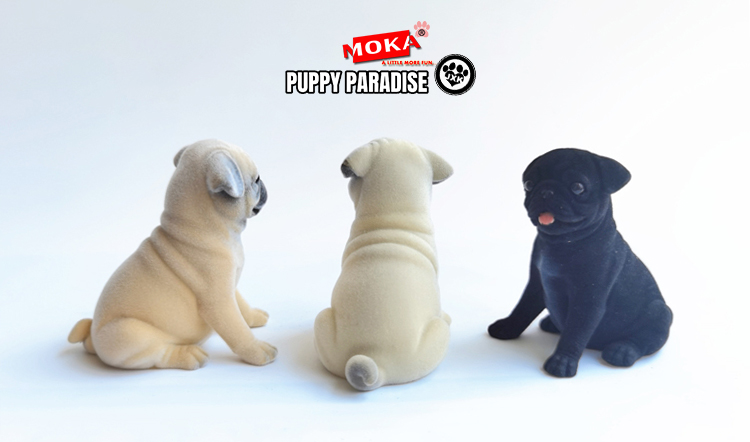 JXK Cute Pug Dog Pet Healing Figure Canidae Fluff Puppy Animal Model Collector Toy Gift