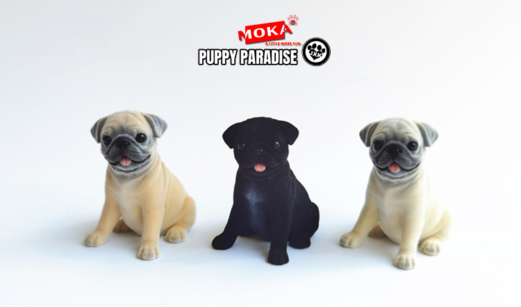 JXK Cute Pug Dog Pet Healing Figure Canidae Fluff Puppy Animal Model Collector Toy Gift