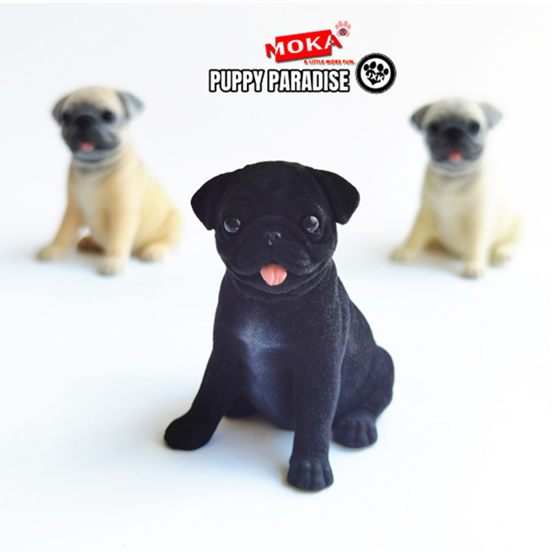 JXK Cute Pug Dog Pet Healing Figure Canidae Fluff Puppy Animal Model Collector Toy Gift