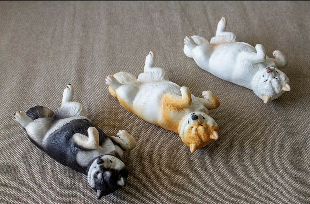 M7 Sleeping Shiba Inu Figure Pet Dog Animal Model Collector Car Decor Kids Gift Car Decoration Simulation Dogs Education Toys