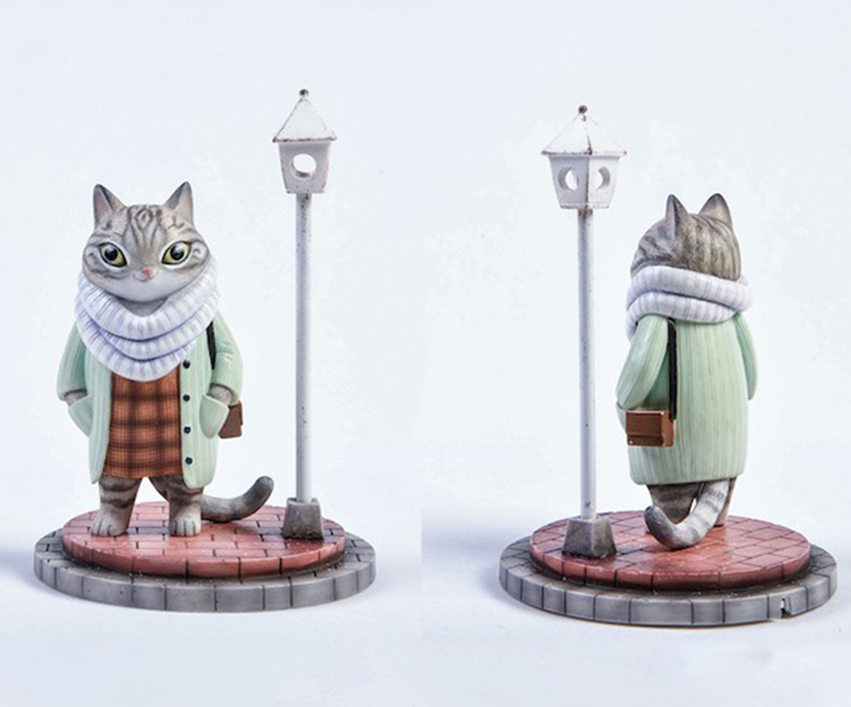 JXK Cute Kitty Cat Scene Pet Healing Figure Felidae Animal Collector Toy Resin Desktop Decoration Gift