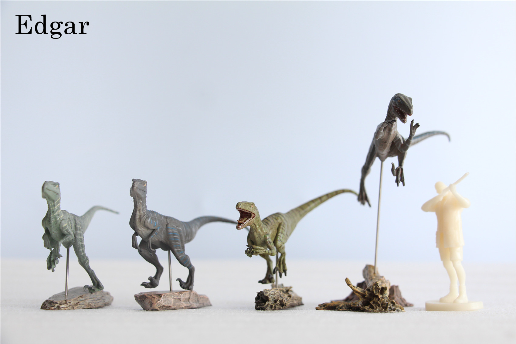 IN STOCK Nanmu 1/35 Raptorsquad Figure 4PCS Velociraptors Dinosaur Toy Baldwin Ceasar Diana Edgar Animal Model